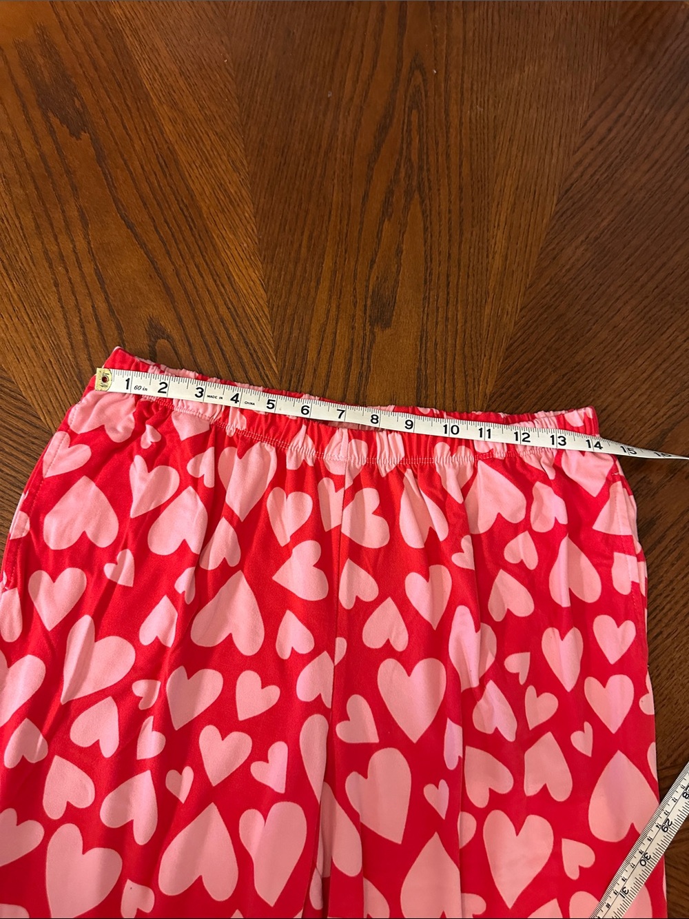 Women’s Red and Pink Heart Print Pajama Set - Cropped - Picture 8 of 10